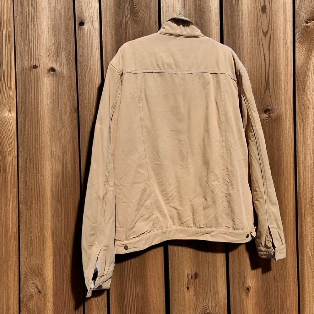 Rock & Roll Khaki Denim Sherpa Lined Trucker Jacket Men Size XXL - Picture 5 of 16